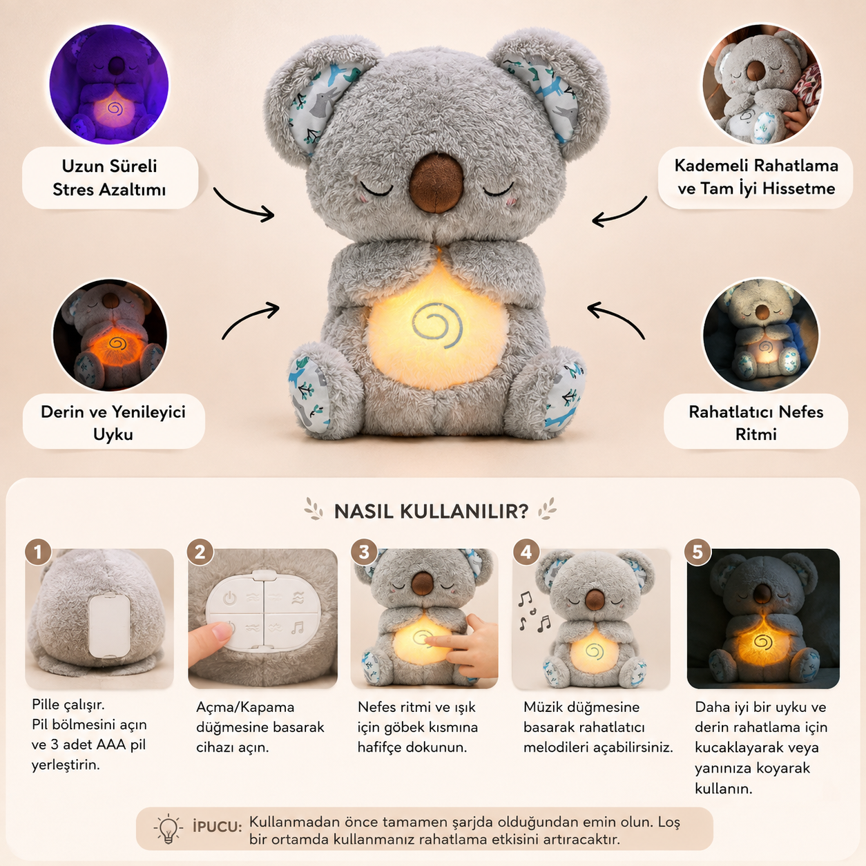 Teknixy™ Nefes Alan Uyku Arkadaşın – Koala