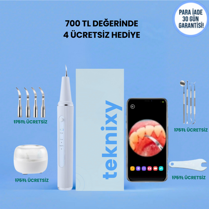 teknixy™ Akıllı Kameralı Ultrasonik Diş Taşı Temizleyici & Leke Giderici (+700 TL Değerinde Set HEDİYE!)