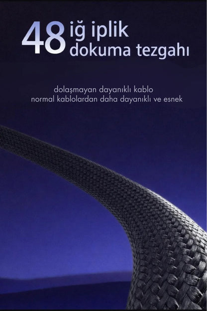 Teknixy™ 180° Dönebilen Kopmaz Type-C Hızlı Şarj Kablosu (240W)